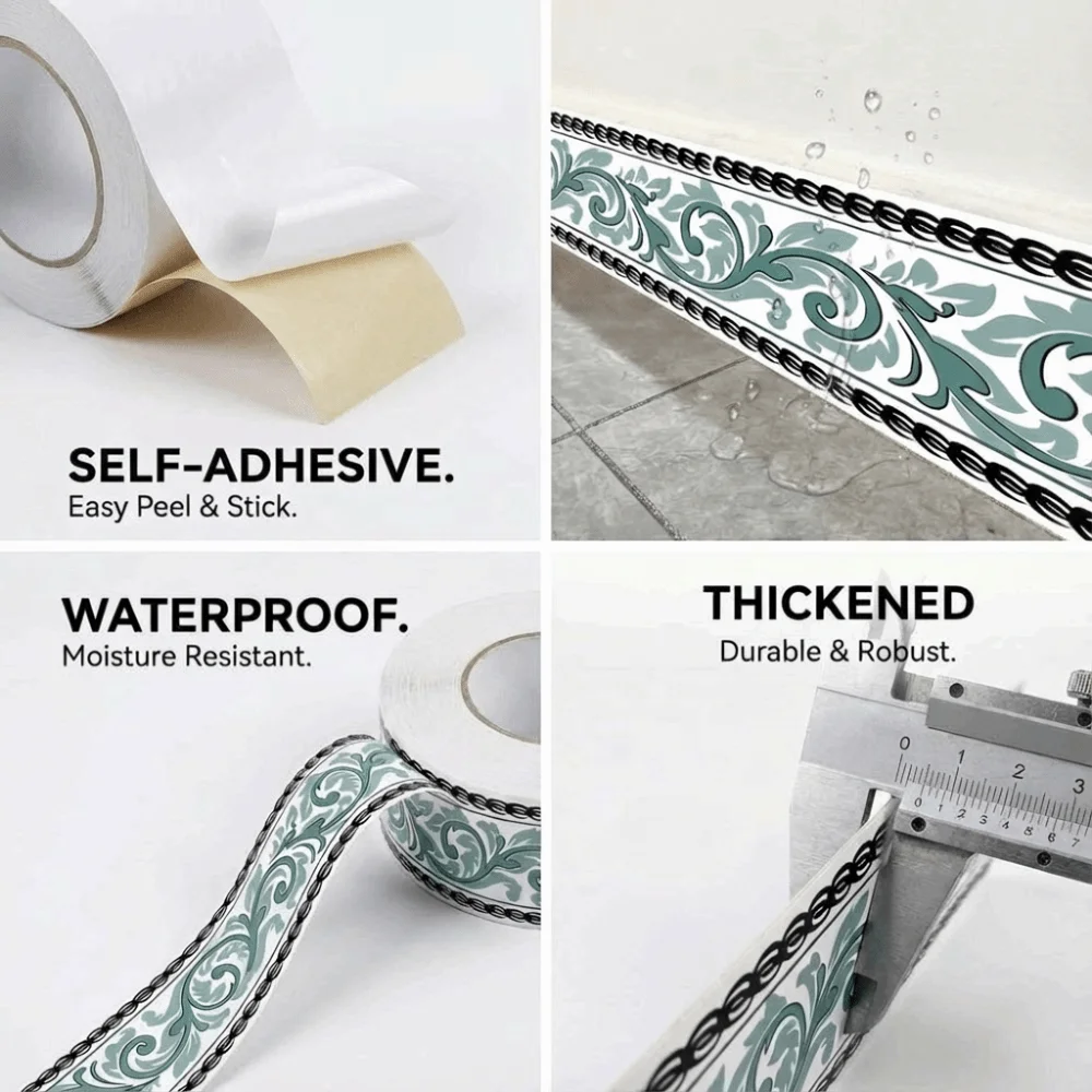 DIY 5/10 Meter Wall Base Thickened Anti-collision Wall Sticker Self Adhesive Soft Skirting Line Living Room