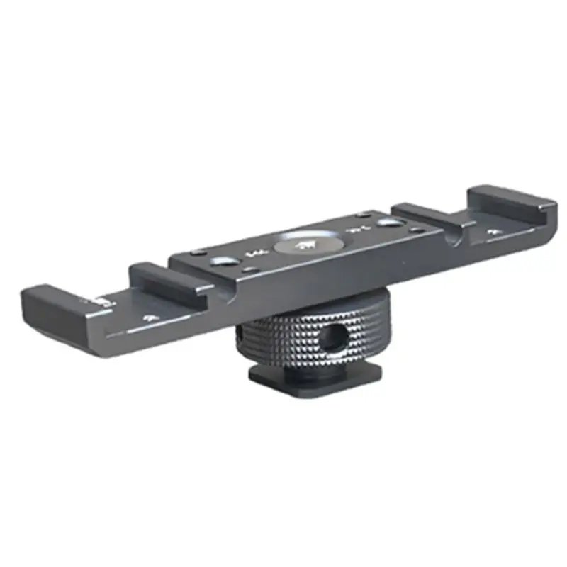 FULL-Cold Shoe Mount Adapter Extension Bar Bracket Camera Triple Hot Shoe Plate Mount Mobile Phone Vlog Video Light Titanium Col