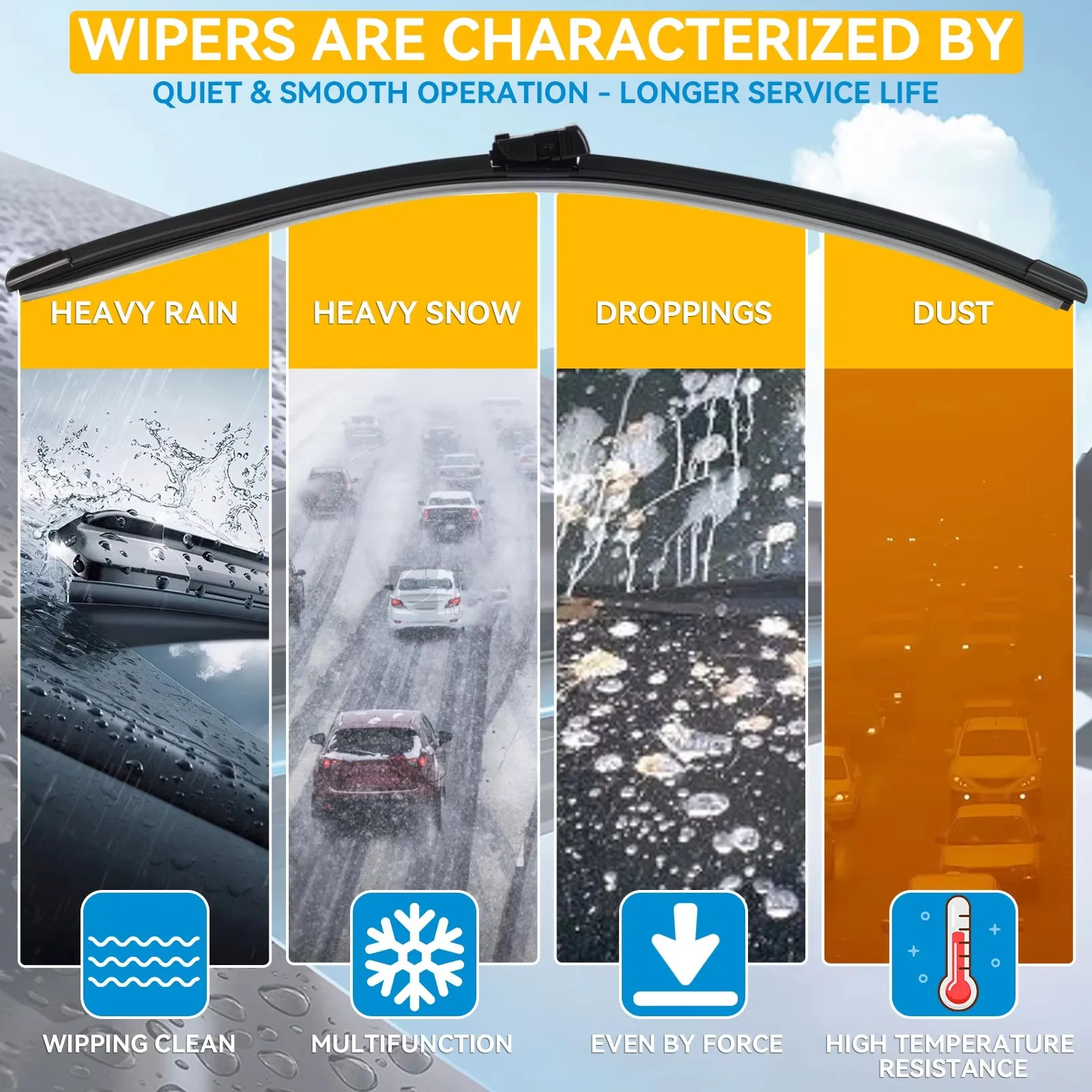 Front Wiper Blades for Hyundai Accent Verna Mc 2005 - 2010 Windshield Windscreen Window Brushes 22"+16" Modification Parts view 2