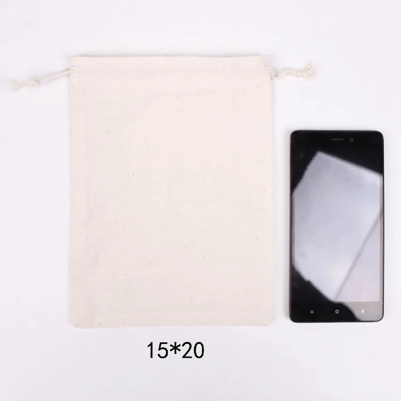 50PCS Cotton Gift Bags Drawstring Pouch Jewelry Makeup Wedding Cosmetic Storage Gift Packaging Sachet Wrapple Custom Logo Print