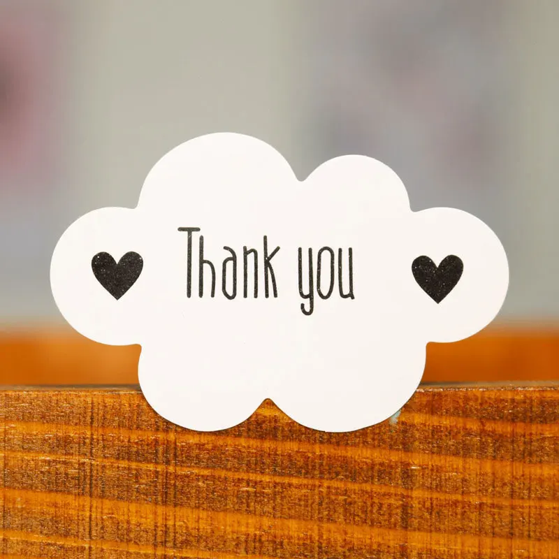 

120pcs 4.6x3cm Kawaii Thank you Adhesive Seal Sticker White Cloud Shape Paper Sticker For Gift Candy Box Scrapbook Label Sticker