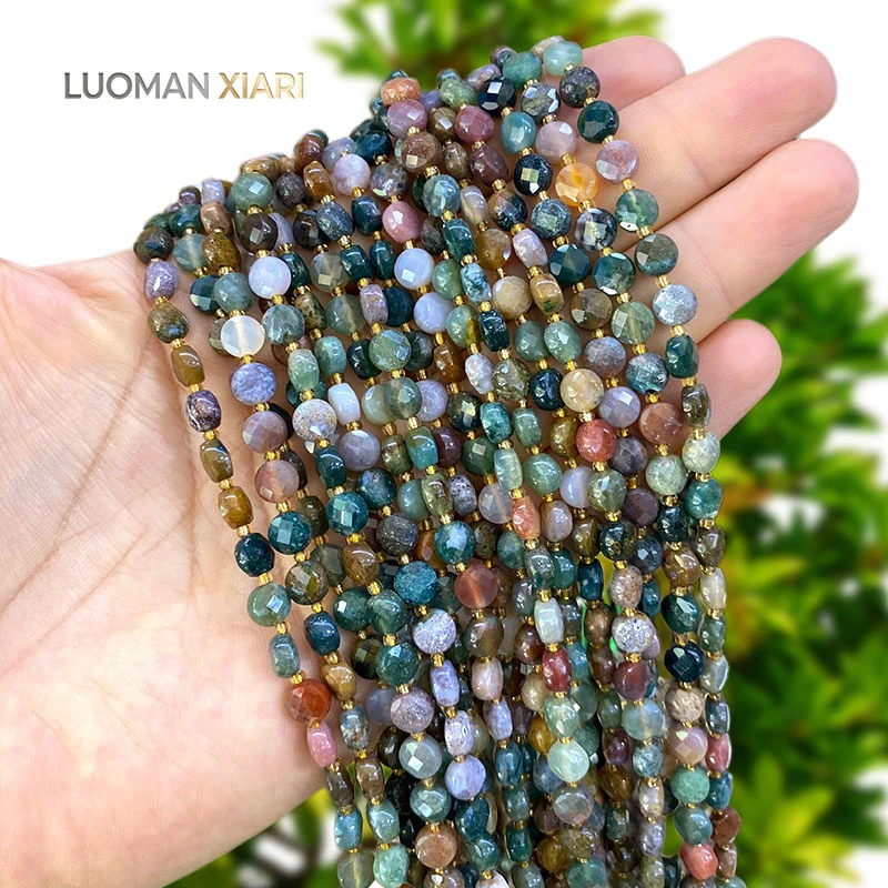 Großhandel Rondelle Facettierte Indische Achat-Perlen 6mm Naturstein Lose Zwischenperlen für Schmuckherstellung DIY Armbänder Anhänger Zubehör – Detail 2
