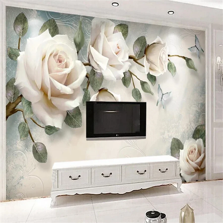 Custom wallpaper 3d mural modern minimalist hand-painted oil painting floral European-style wall decoration painting