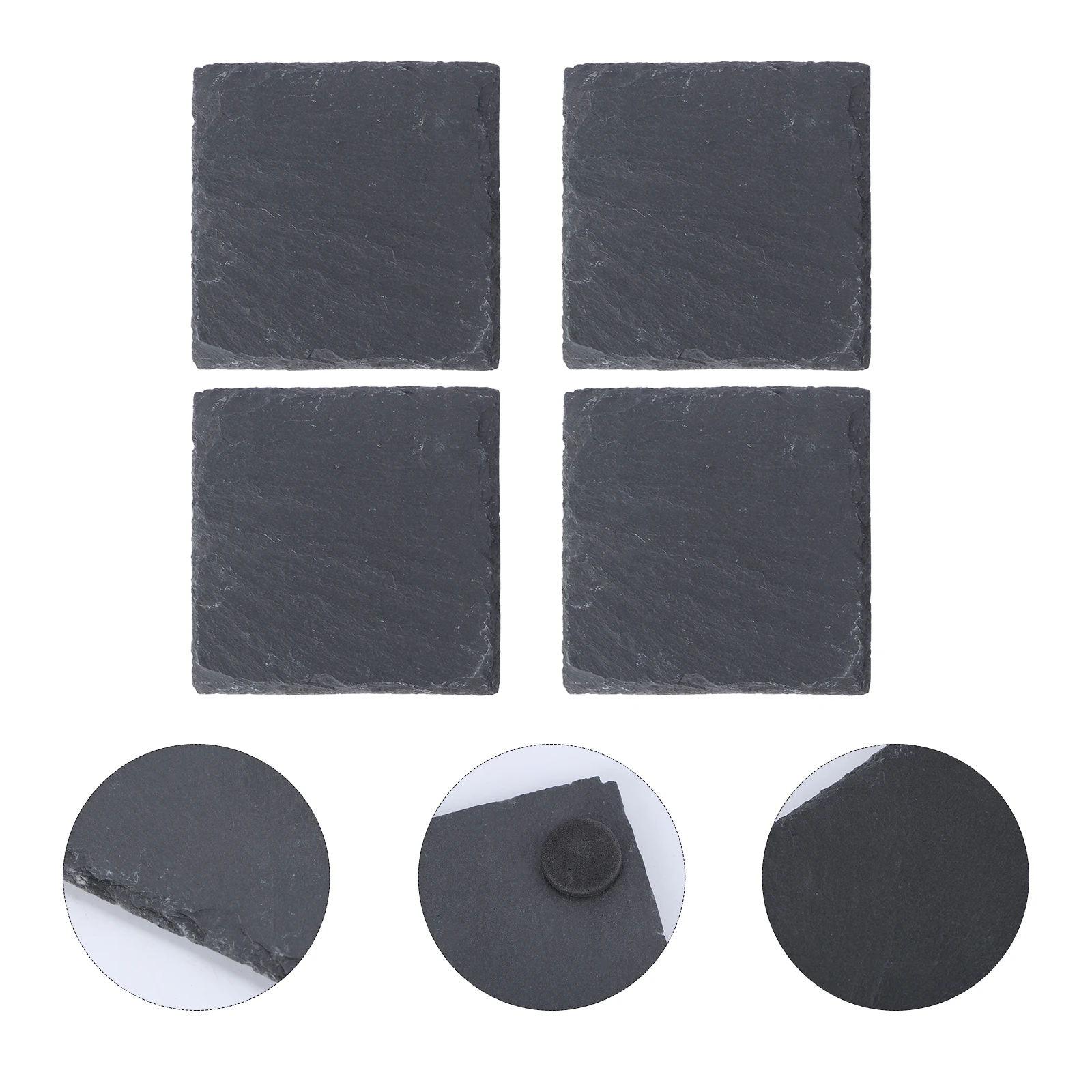 

4Pcs Natural Hot Pad 10x10cm Black Drink Coaster Anti Slip Glass Coaster Household