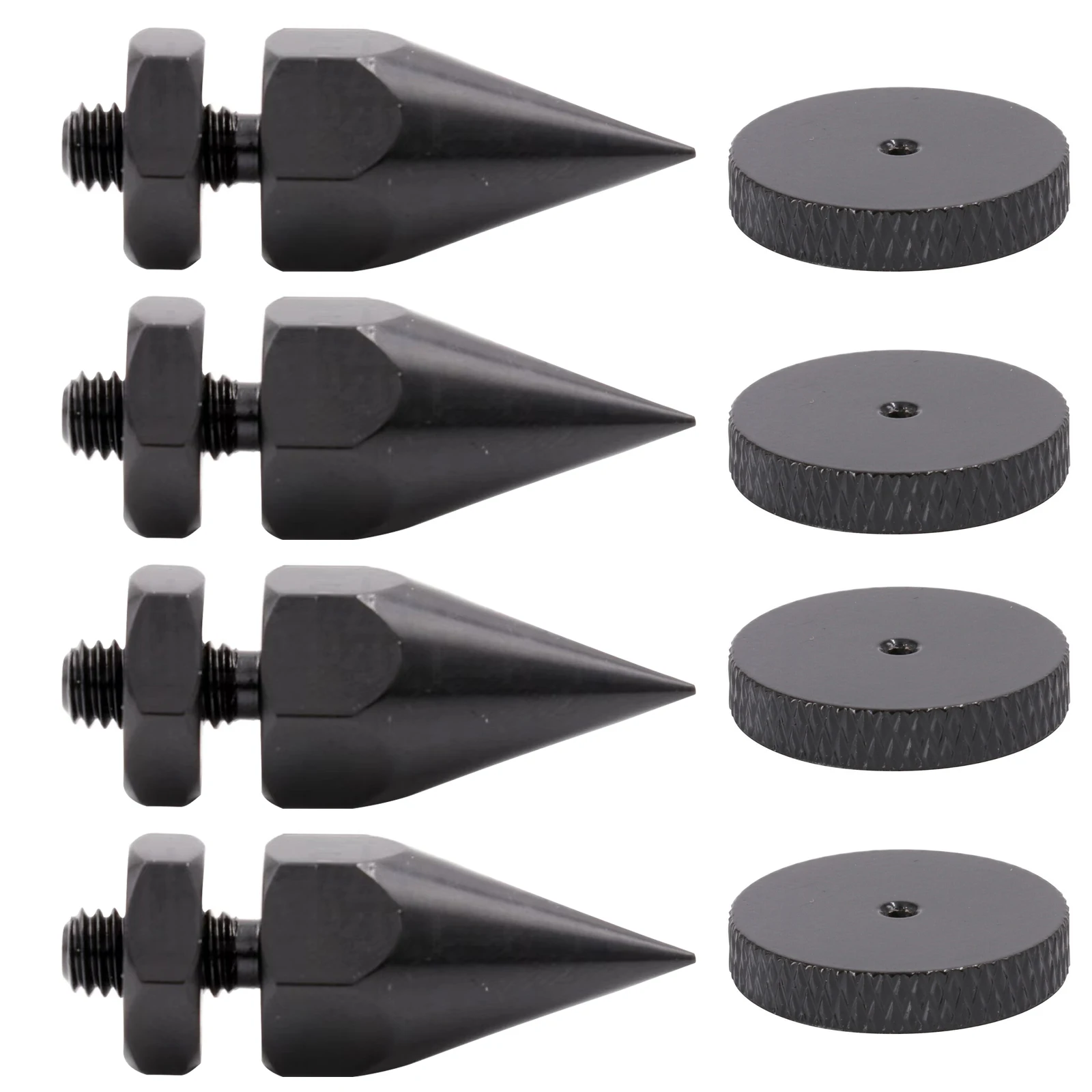 Adjustable Height M6 Thread Carbon Iron Shockproof Speaker Isolation Spike AMP Studio Monitor Stand Feet Cone With Base 4Pack