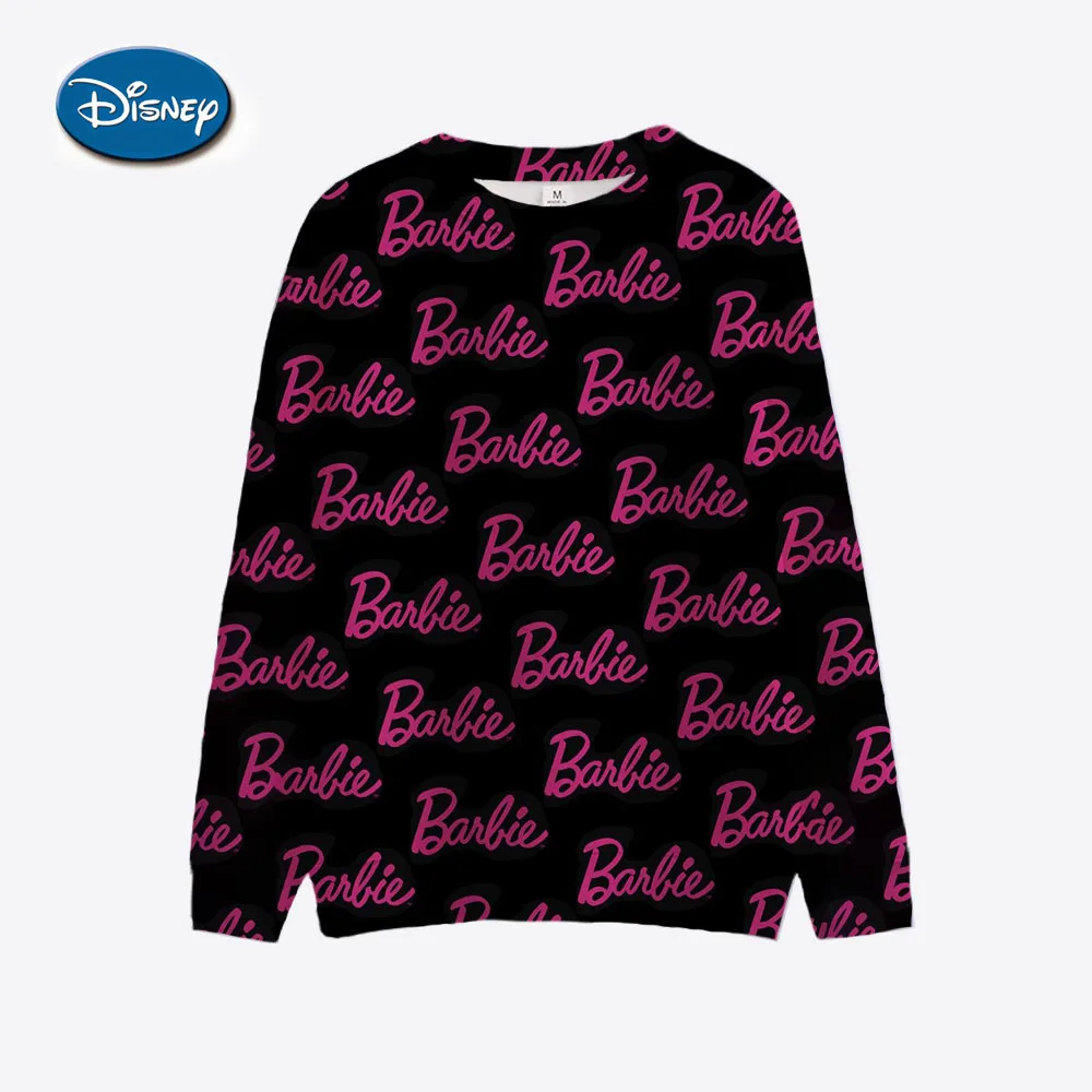 Einfache Barbie-Druck-Sweatshirts für Damen lässig bequeme Kapuzen pullover mit Rundhals ausschnitt lose Herbst dünne Hoodie Sportswear Kleidung