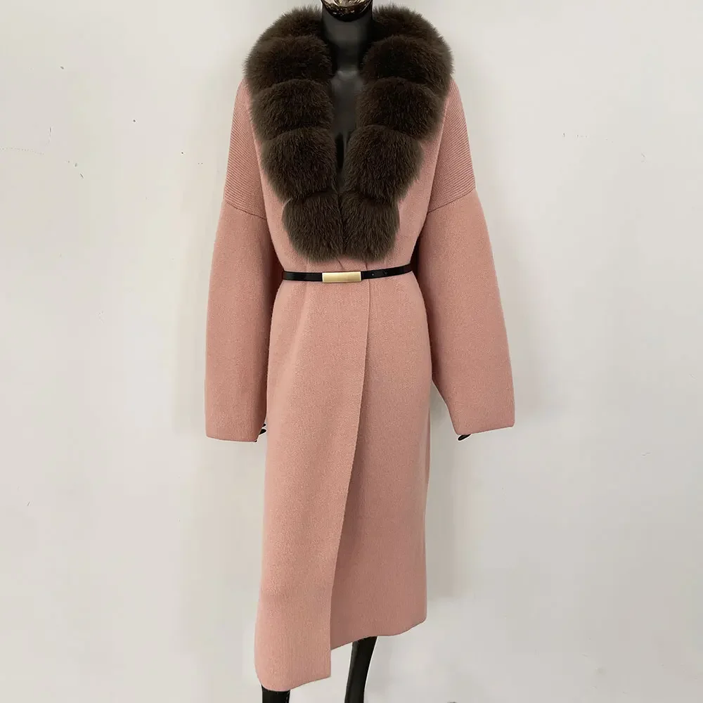 حقيقي الثعلب الفراء تريكو النساء 2024 جديد الخريف الشتاء الطبيعي الراكون الفراء محبوك معطف الفراء سترة سترة الإناث #3