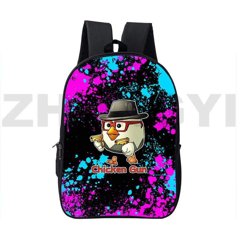 

16 Inch Big Anime Chicken Gun 3D School Back Pack for Boys Merch Portable Travel Leisure Mochila Quality Nylon Students Bookbag