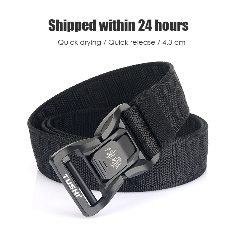 VATLTY New Black men's Tactical Outdoor Belt 105cm-125cm Tight Nylon Military Belt Alloy Buckle Quick Release Casual Girdle Male