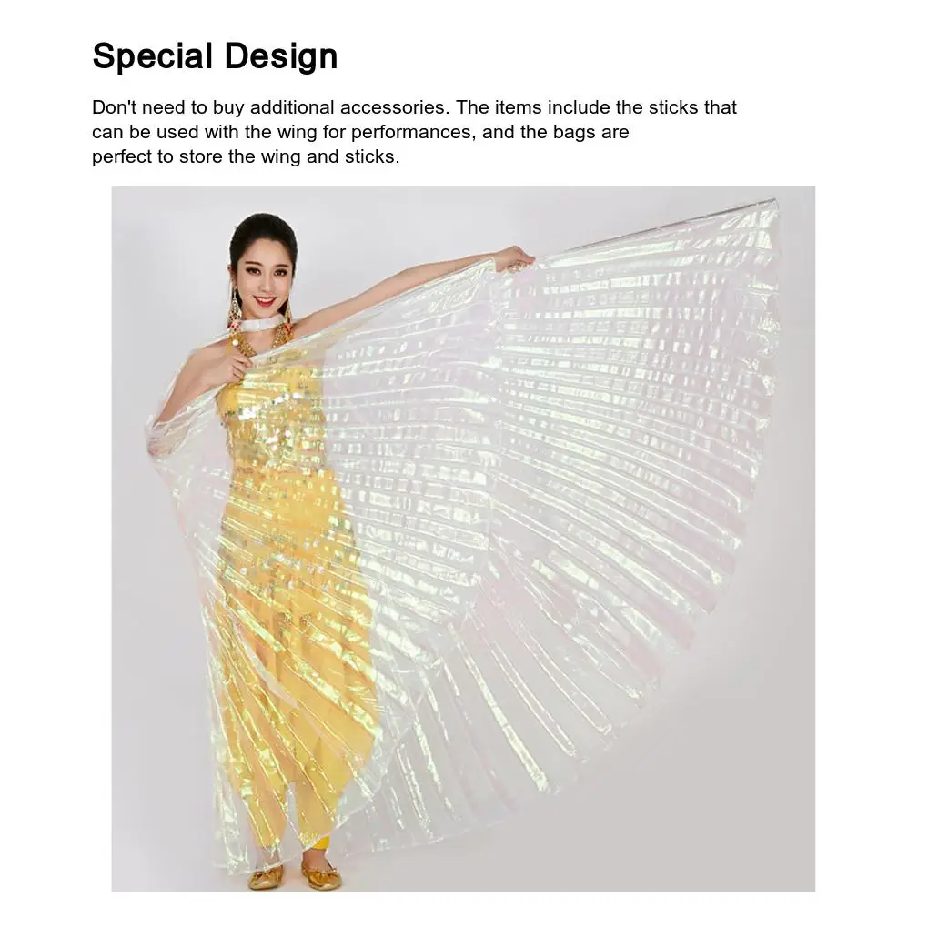 Ala de danza del vientre con palo telescópico, disfraces para adultos, accesorios de baile profesionales para actuaciones, color negro