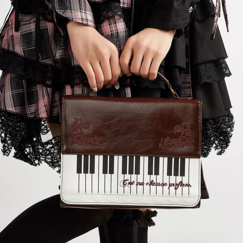 

Vintage Style Color Block Small Square Crossbody Bag Cute Piano Note Print Harajuku Aesthetic Shoulder Bag for Girls