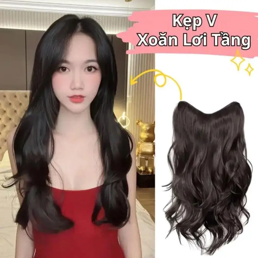 Patch Wig untuk wanita, rambut panjang alami halus besar bergelombang panjang keriting ekstensi rambut level tinggi tambalan ekstensi rambut