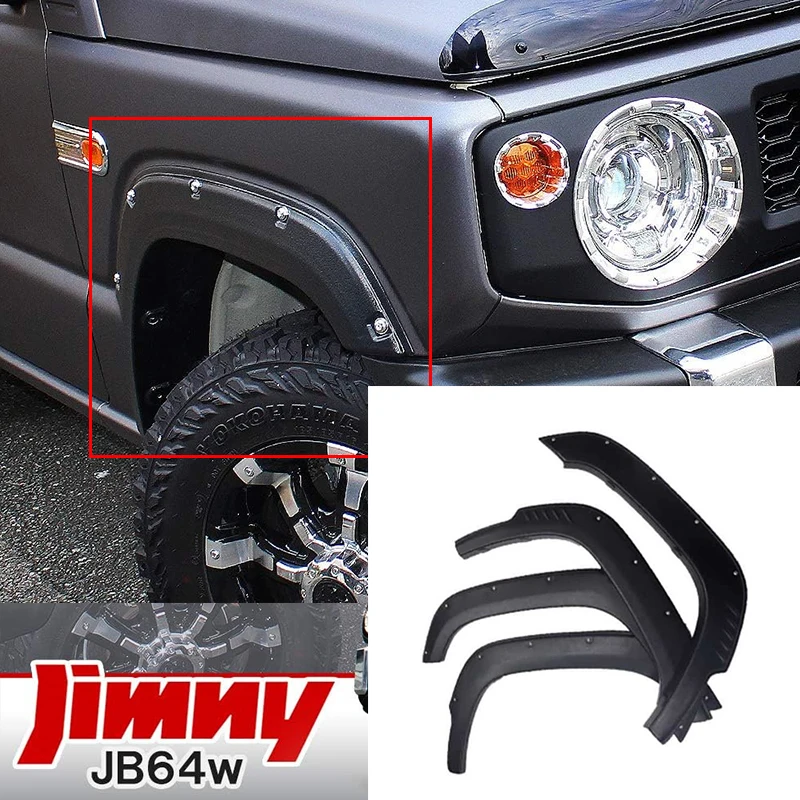 

Wheel Eyebrow For Suzuki jimny JB64 2018-2021 4Pcs Car Styling Matte Black Round Arc Fender Mud Flaps Mudguards Splash Guards