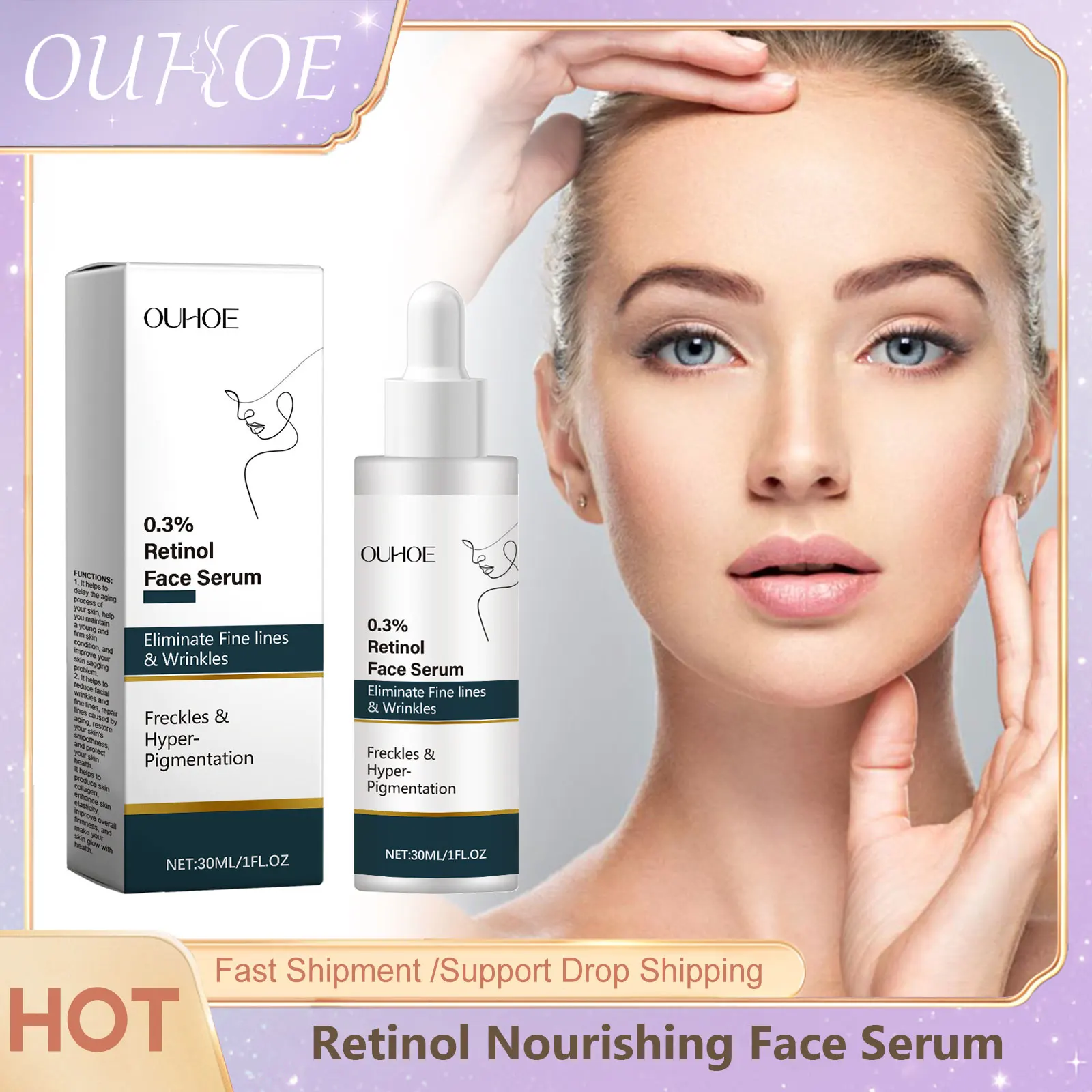 Wrinkle Removing Retinol Serum For The Face Moisturizing Nourishing Gentle Care Brightening Skin Hydrating Retinol Facial Serum