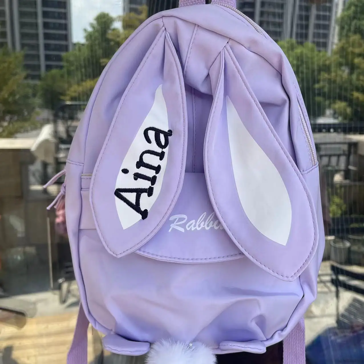 

Embroidered Name Bunny Ear Schoolbag Personalized Student Backpack Solid Color Rabbit Ear Bag for Girls Custom Birthday Gifts