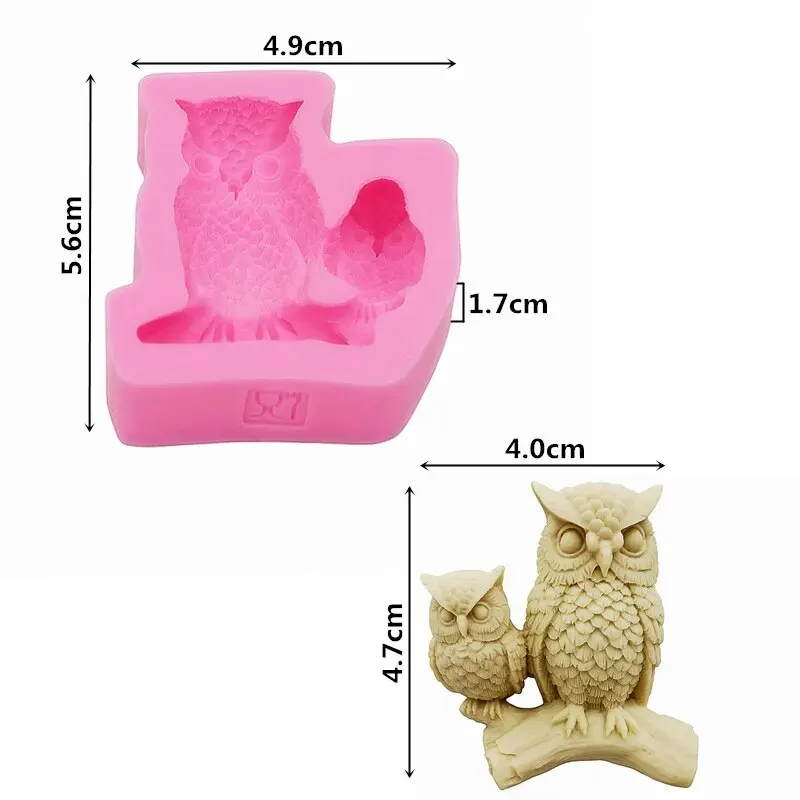 GJ-951 Owl Woodland Mold-Polymer Clay Resin Fondant-Silcone, Cake,Candy,Clay,Animal,Cooking,Jewelry,Farm,Chocolate,Cookies Molds