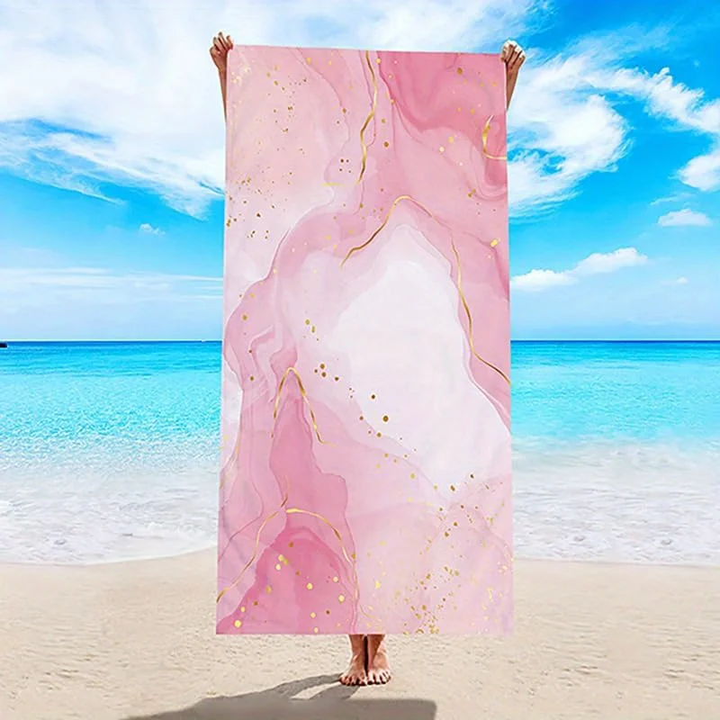 

Beach Towel Marble and Gold Dot Pattern Sun Protection Windproof Suitable for Swimming Pool Camping Travel Blanket