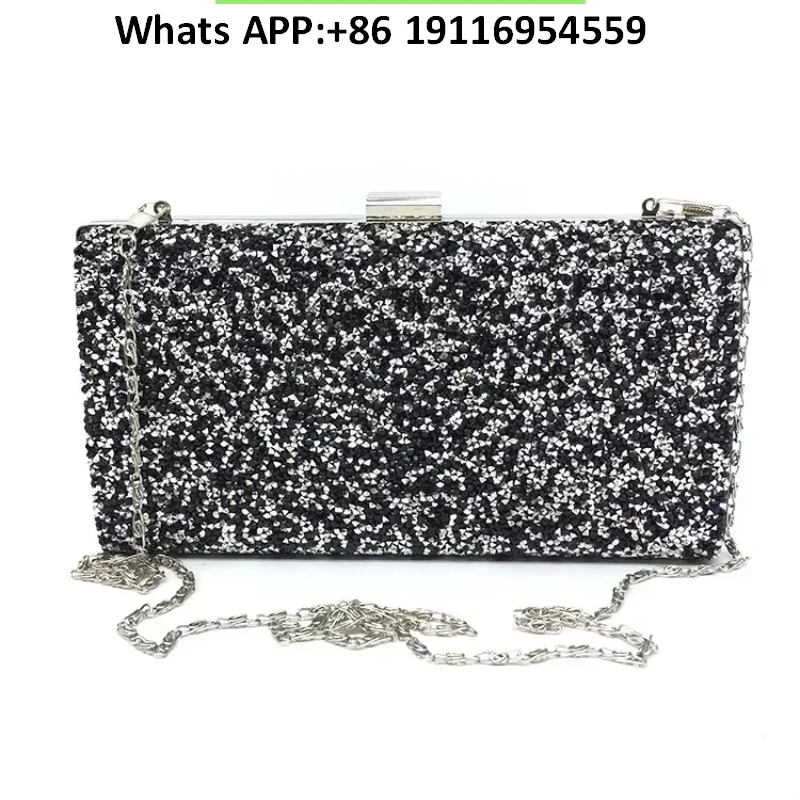 

Европейские и американские дамы блеск с вечерней сумкой с бриллиантами и свадебной сумочкой Cheongsam с серебряными бриллиантами.