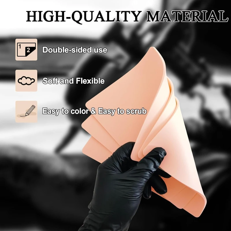 

SUANGL 60pcs Fake Skin Tattoo Practice Skin 3MM Thick 3.94"x5.5" Double Sides Silicone Pads Tattoo for Beginner