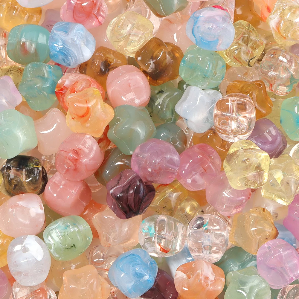 30 Stück Acrylperlen in Farbverlauf, niedliche, dicke Sternform, lose Abstandsperlen für die Schmuckherstellung, DIY-Armband- und Schlüsselanhänger-Zubehör – Detail 6