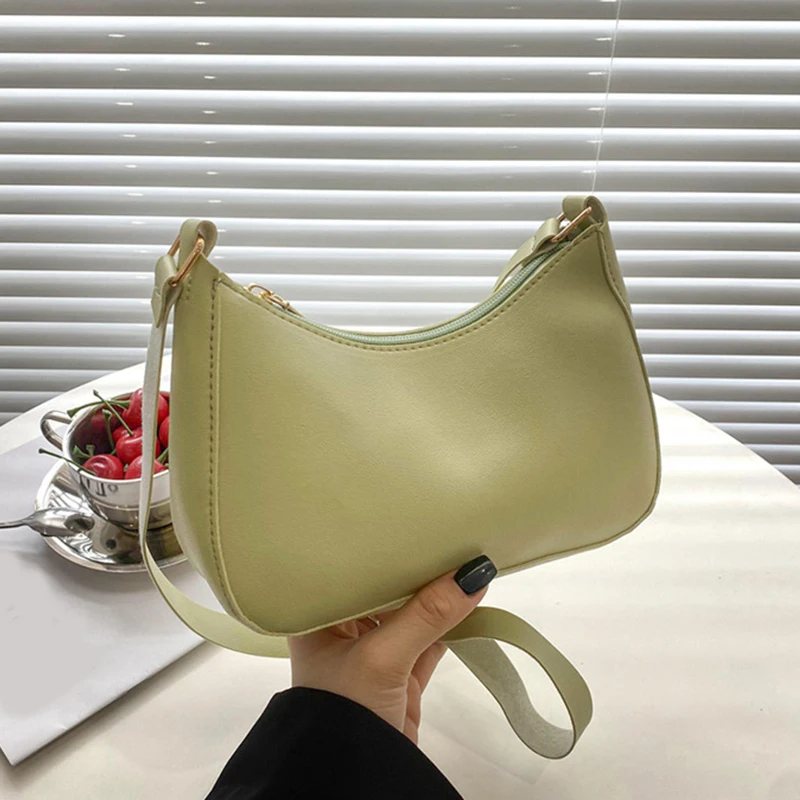 Retro einfarbig pu Leder Schulter Achsel Tasche Damenmode Handtaschen Hobos Geldbörsen und Handtasche Damen Umhängetaschen – Detail 25