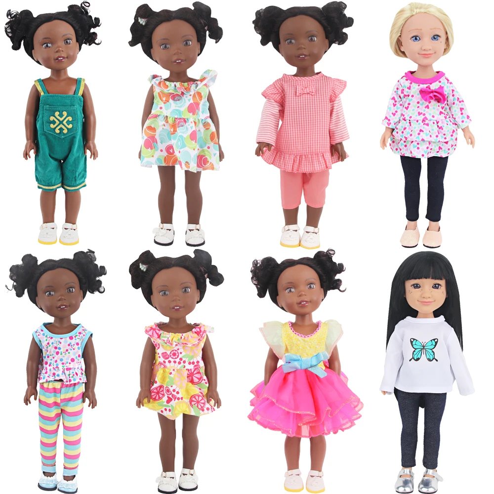 14-inch American Doll Clothes Butterfly. Orange Bowknot Suit Dress For 35cm Baby Newborn Girl Dolls Accessories Toy