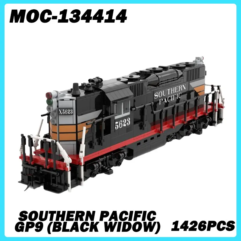 MOC-134414 Train Series Southern Pacific GP9 (Black Widow) MOC Building Blocks DIY Model Bricks High Difficulty Puzzle Toy Gifts