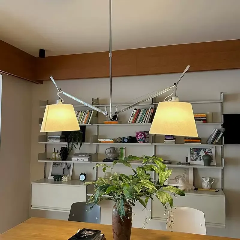 Italian Minimalist Bauhaus Double Headed Rocker Chandelier Adjustable Metal Dining Room Light For Restaurant Medieval Style