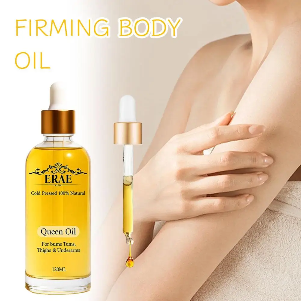 Aceite Corporal Nutritivo de 7 Aceites Botánicos Prensados en Frío, Reafirma y Restaura la Elasticidad de la Piel, 120 ml, Aceite ERAE Queen para Glúteos, Abdomen, Muslos y Axilas