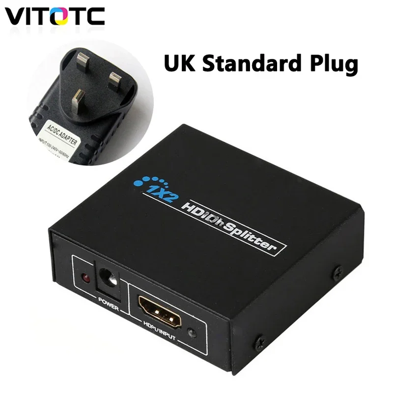 1 in 2 out 1080p HDMI-compatibl 1x2 Splitter Power Signal Amplifier NEW  Box 1.3B 1.4 Compliant DVD Player