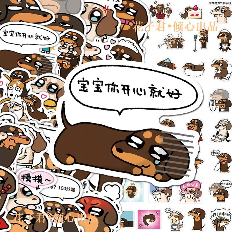 65 szt. Naklejek dekoracyjnych z motywem kreskówkowym, z motywem jamnika, kreatywne graffiti