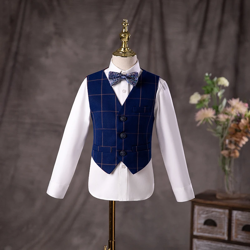 Flower Boys Wedding Suit Children Birhtday Photograph Dress Kids Fromal Blazer Set School Child Graduation Performance Costume