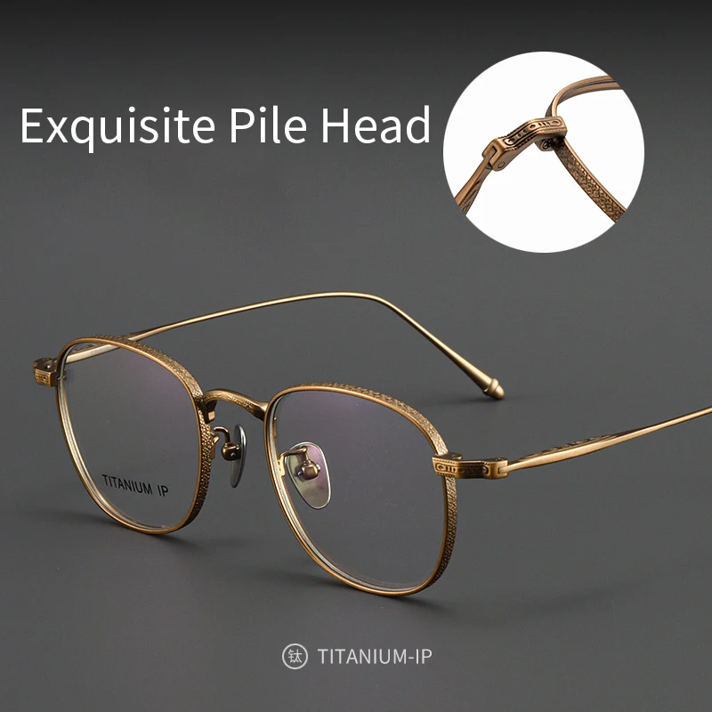 HDCRAFTER Pure Titanium Eyeglasses Frame Men Women Retro Prescription Glasses Frame for Optical Myopia Lenses graduados gafas