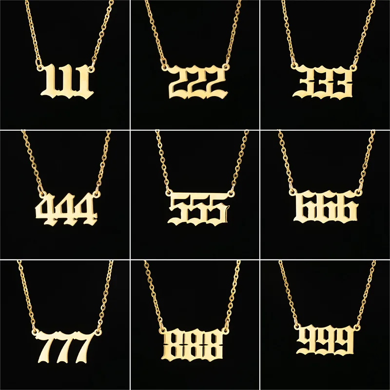 Cross-border new angel digital necklace female ins number 000-999 stainless steel digital pendant collarbone chain wholesale