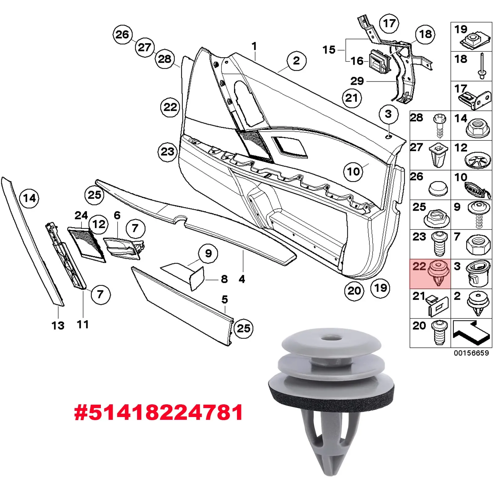20x Interior Door Card & Trim Panel Fastener Clips For BMW E88 F45 E36 E46 E90 E91 F32 F33 F82 E60 E61 X1 E84 X3 E83 51418224781 view 5
