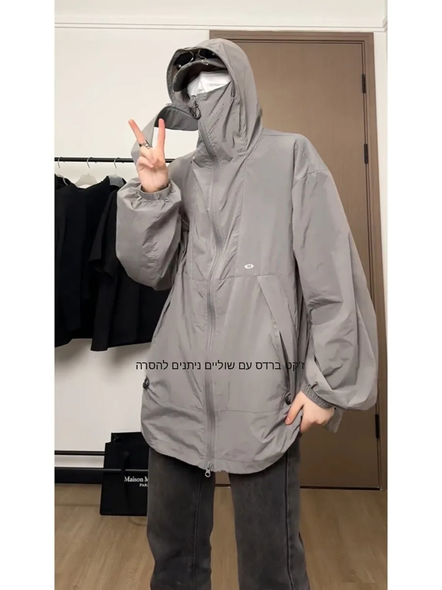 Men's Summer Outdoor UV Protection Clothing Hat Mask Integrated Windbreaker Fashionable Mountain Series Outerwear Cool Style