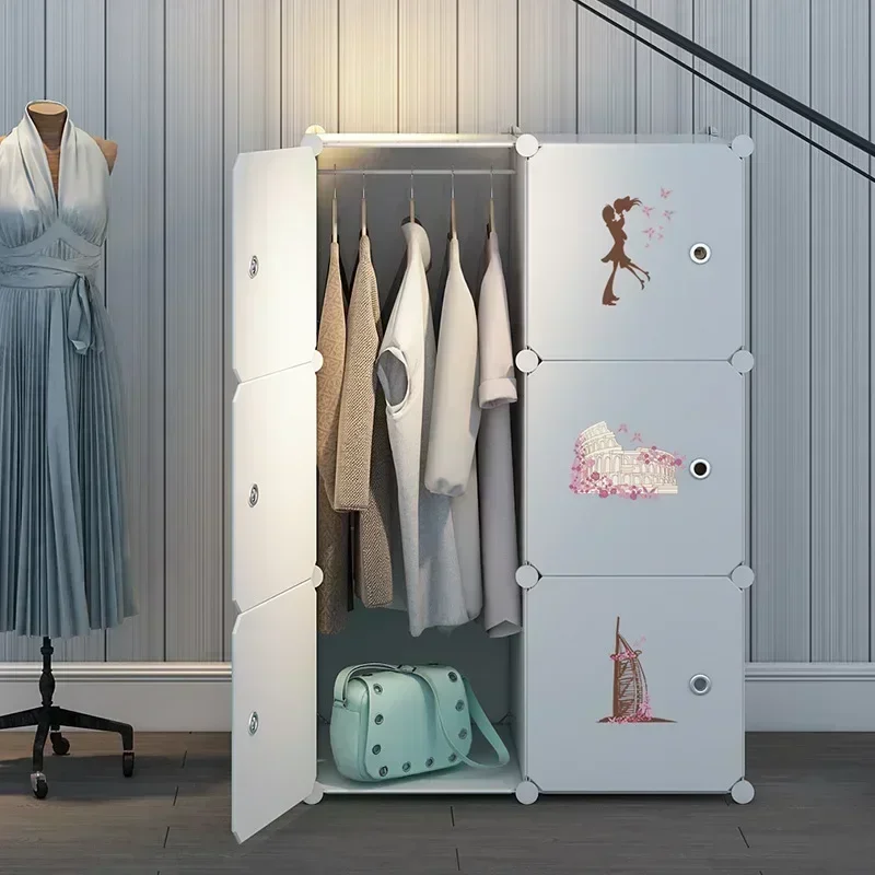 

Simple Wardrobe Home Bedroom Wardrobe Locker Single Dormitory Small Assembly Plastic Storage Cabinet