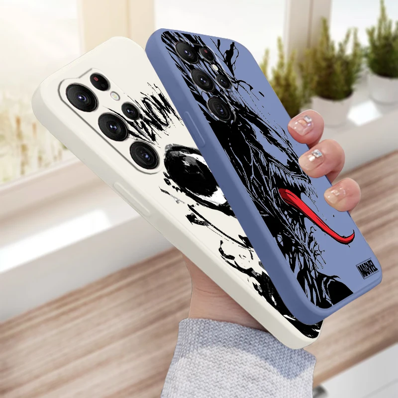 

Marvel Venom Anime Cool Liquid Left Rope For Samsung Galaxy S24 S23 S22 S21 S20 FE S10 Ultra Plus Lite 5G Cover Phone Case