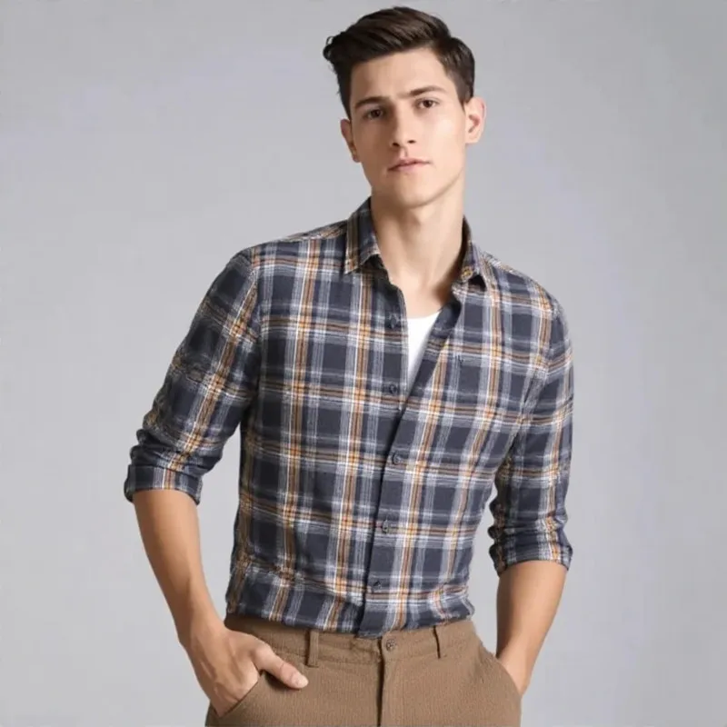 Plus Large Size 7XL 6XL Men's Flannel Plaid Shirts Long Sleeve Causal Autumn Thick Check Buttoned Fashion Streetwear Man Clothes