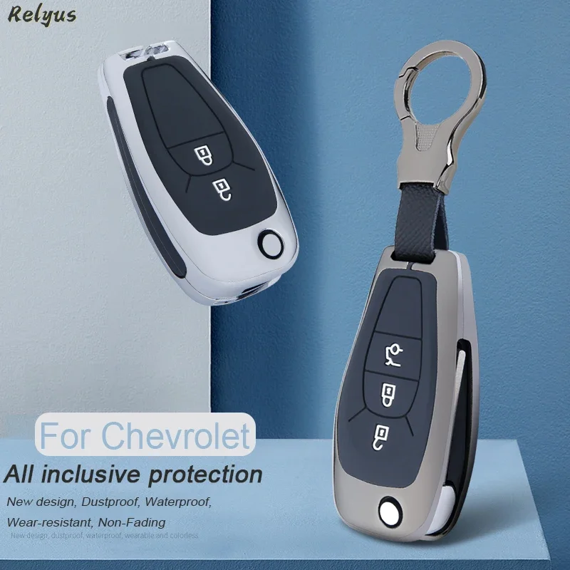 Folding Zinc Alloy Silica Gel Car Key Case Cover Fob For Chevrolet Cruze Aveo Malibu Onix Cobalt Captiva Spark Accessories