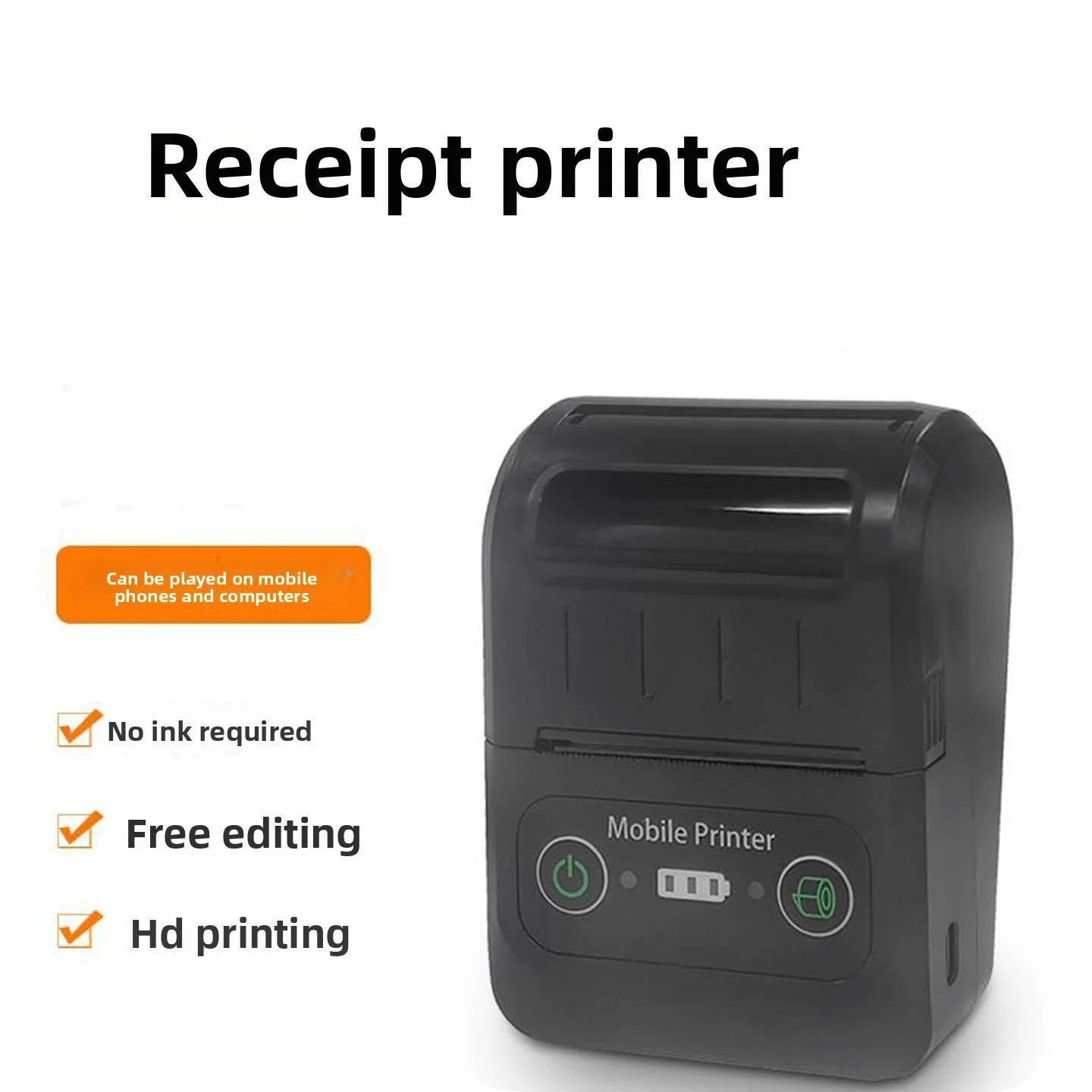 Mini Inkless Portable Handheld 58MM Printer Cashier Wireless Bluetooth Connection Bill Thermal Printer