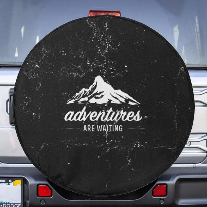 Mountain Adventure Tire Cover - Spare Tire Cover for  Wrangler,  Liberty, 2021 Bronco, RV, Camper - Optional