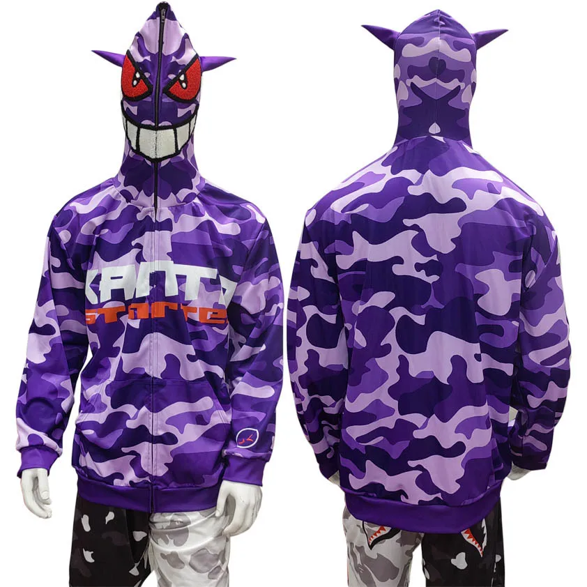 Pokemon Demon Gengar Kid Adult Hoodies Jacket Vintage Zip Up Oversized Sweatshirt  Gothic Harajuku Alt Y2k Streetwear Toys