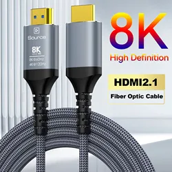 Fiber Optic 8K HDMI Long Cable 2.1,4K@120Hz,8K@60Hz,HDCP 2.2 & 2.3,HDR 10,eARC HDMI 2.1 Cable Compatible with Monitor TV PS5 PS4