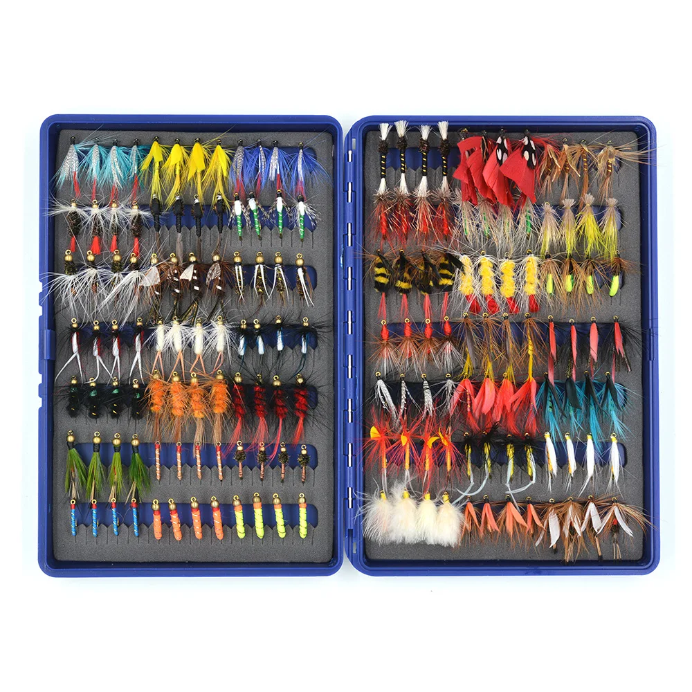 2026  168pcs/set Trout Fishing Flies Collection Dry Wet Nymph Streamers Fly Assortment With Box Flyfishing Fly Lures Kits Feathe