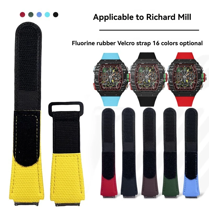Customized FKM Rubber Watchband For Richard Watch Strap Hook and Loop Fluororubber RM011 RM030 RM005 RM055 RM35-01 Watch Band