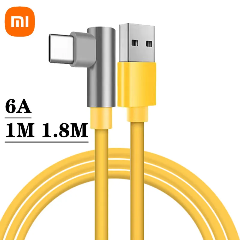 Original Xiaomi 120W 6A Usb Type C Game Fast Charging Cable 90 Degree Elbow For Mi 12 11 10 Pro Poco Redmi Note K40 Tipo Charger