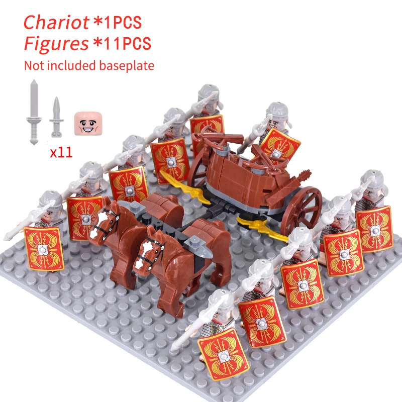 MOC Medieval Rome Chariot Signifer Castle Figures Roman Soldiers War Horse Military Building Blocks Bricks Toy for kid XMAS gift