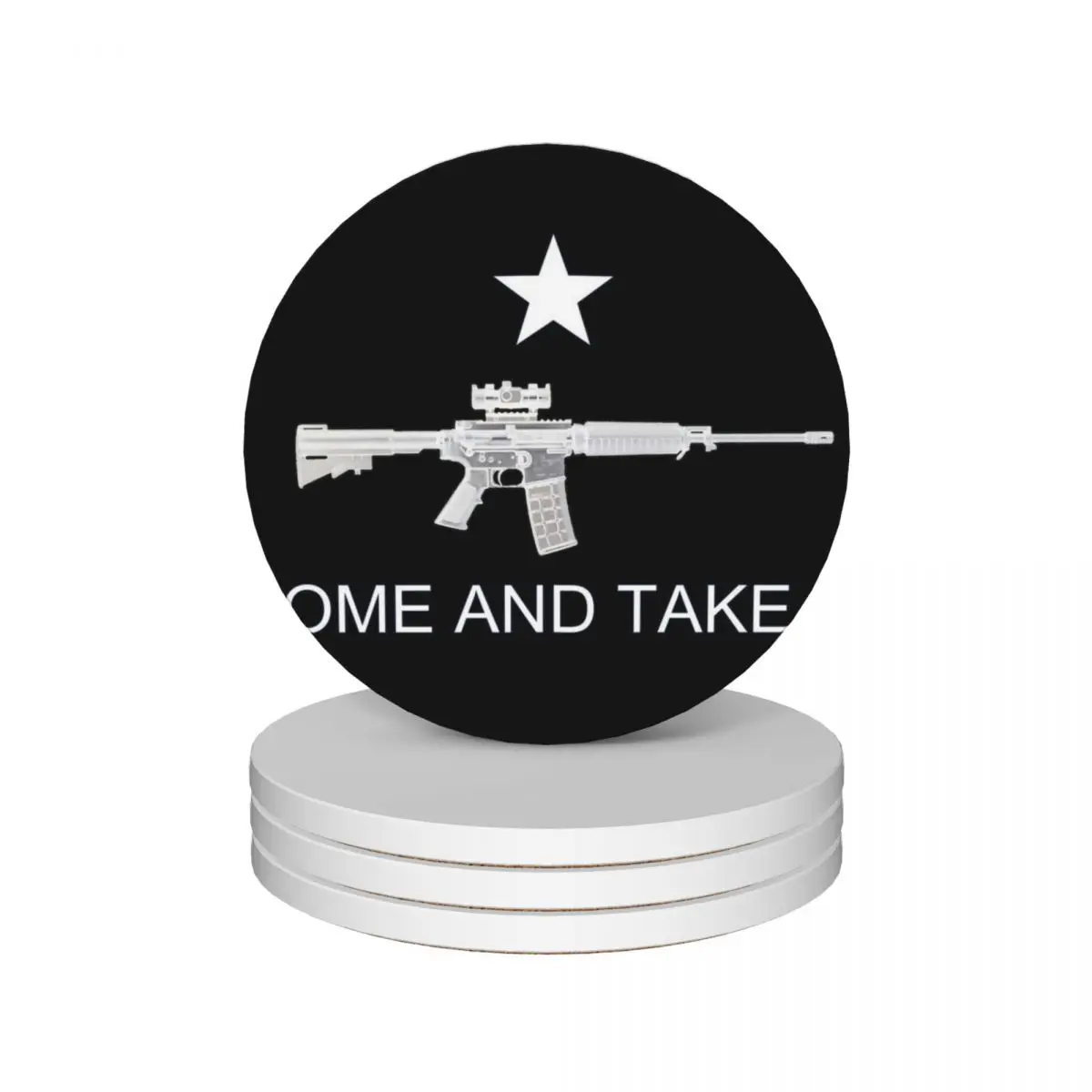 Texas Style Come and Take It - AR-15 Ceramic Coasters (Set of 4) Cup mat anti slip plate mug set Coasters