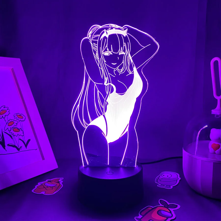 

Anime Zero Two Figure 3D LED Neon Nightlights Birthday Gift for Friends Otaku Bedroom Table Decor Manga Sexy Girl 02 Lava Lamp